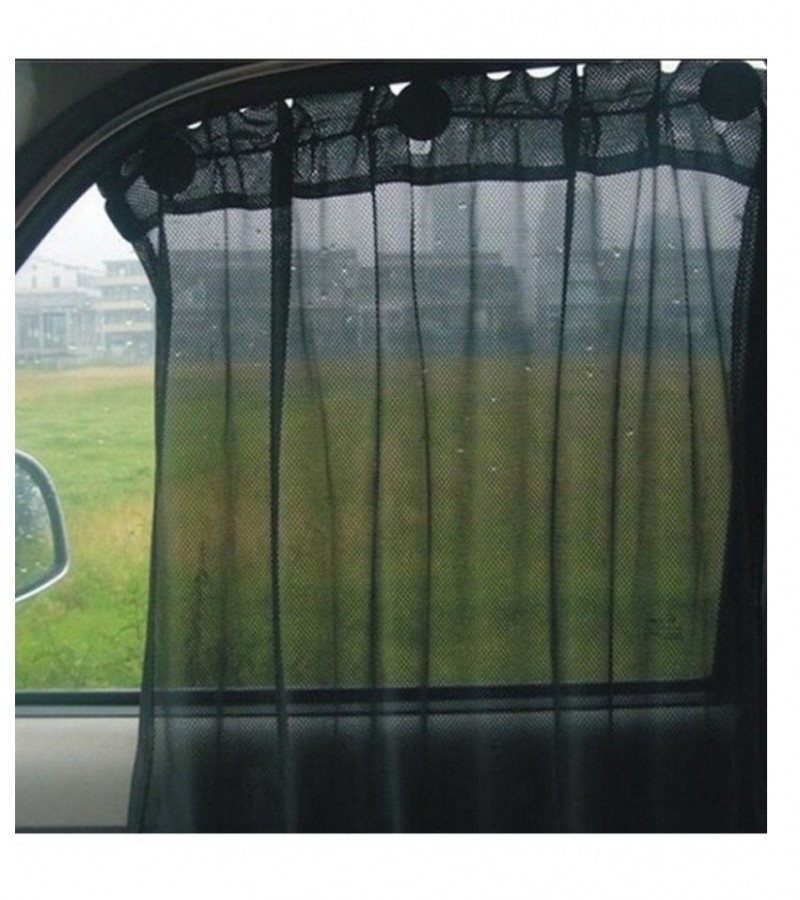 Pack of 2 Protection Auto Car Sun Shade Side Window Curtain Visor Mesh Cover - Black
